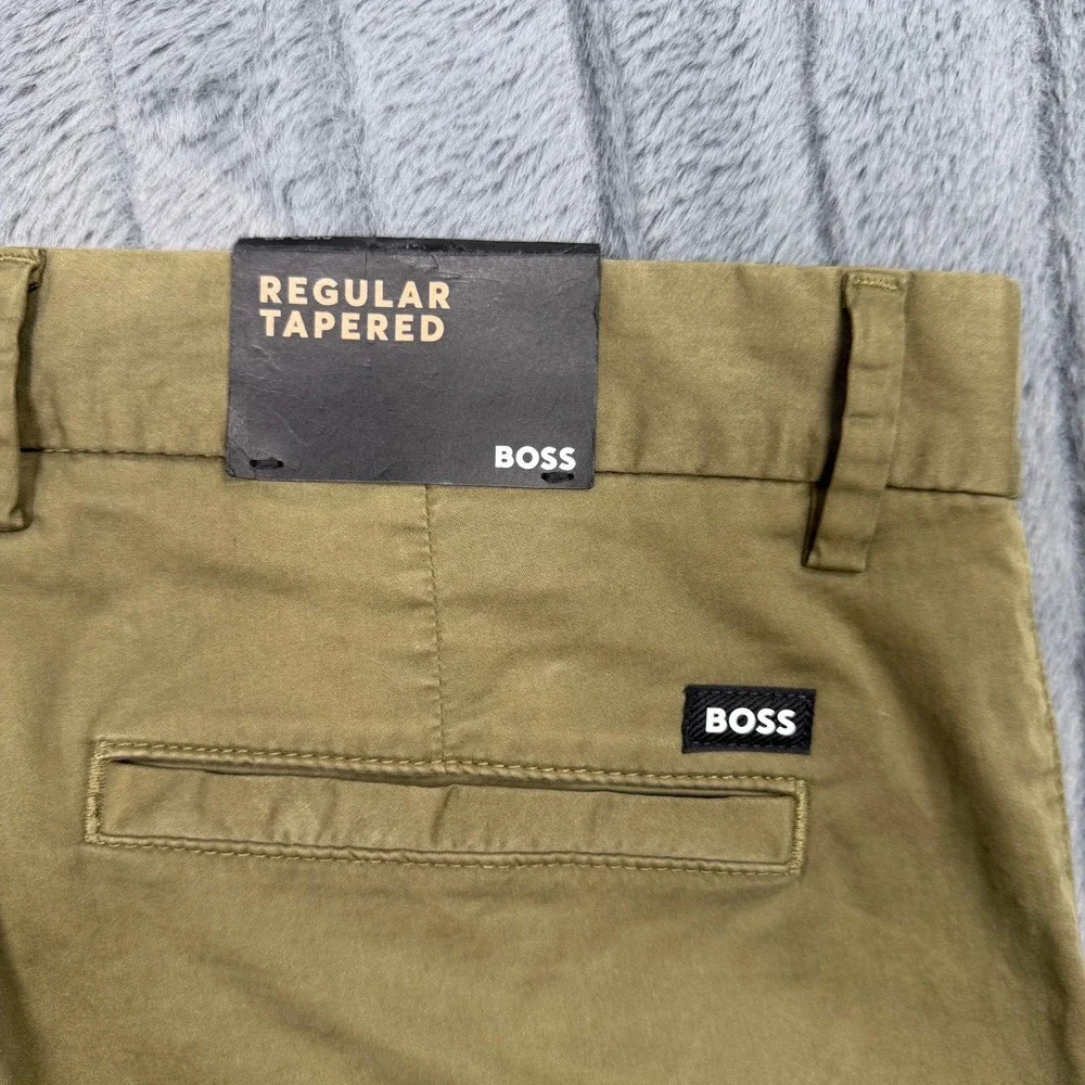 Hugo Boss Kane-L Regular Tapered Chino Pants Olive Green 50509290 Mens 36R